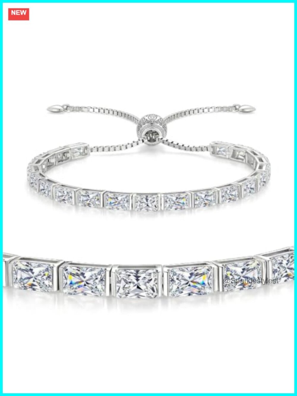 16.8CT Moissanite Tennis Bracelet 925 Sterling Silver Adjustable